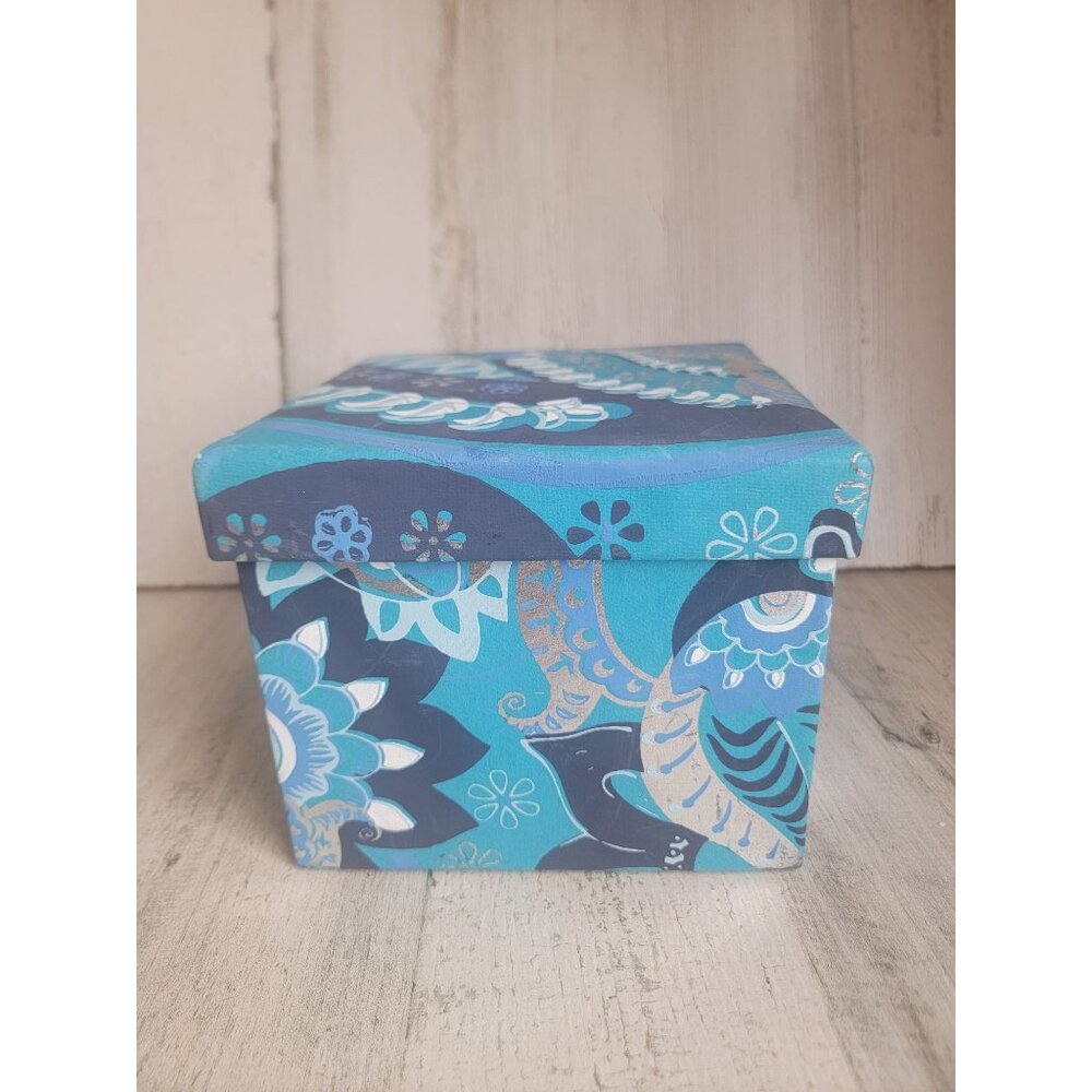 Blue floral‎ gift box unique swirl abstract xmas decor flower